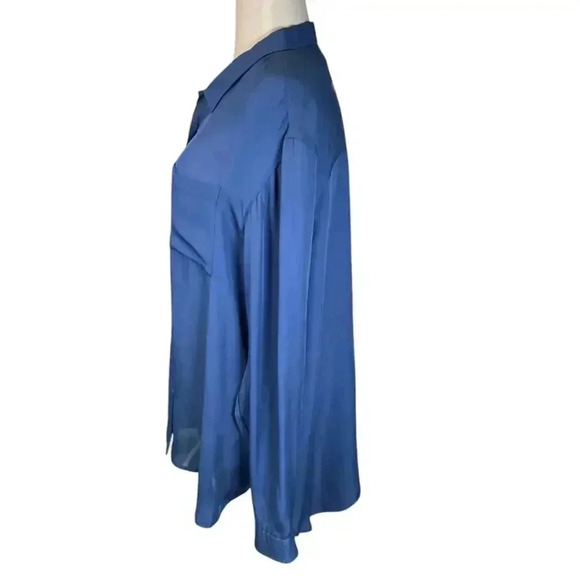 PENDLETON WOMEN'S LONG-SLEEVE SILK BUTTON-UP SHIRT NWT SIZE LARGE BLUE - Picture 4 of 15